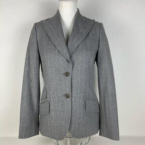 Façonnable Women’s Tailored Grey Pinstripe Blazer – Chic Office Essential